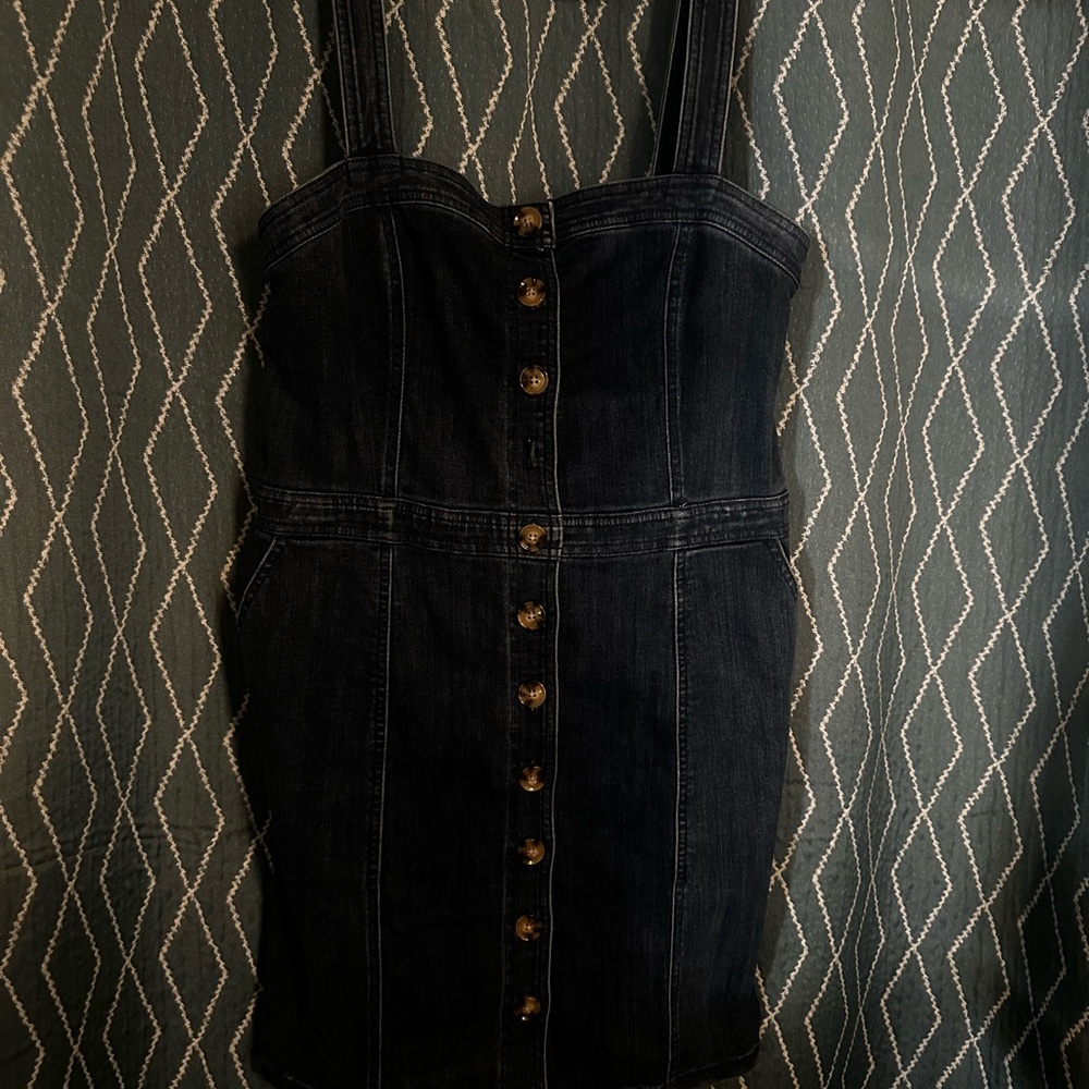 Black Denim Button-Down Dress